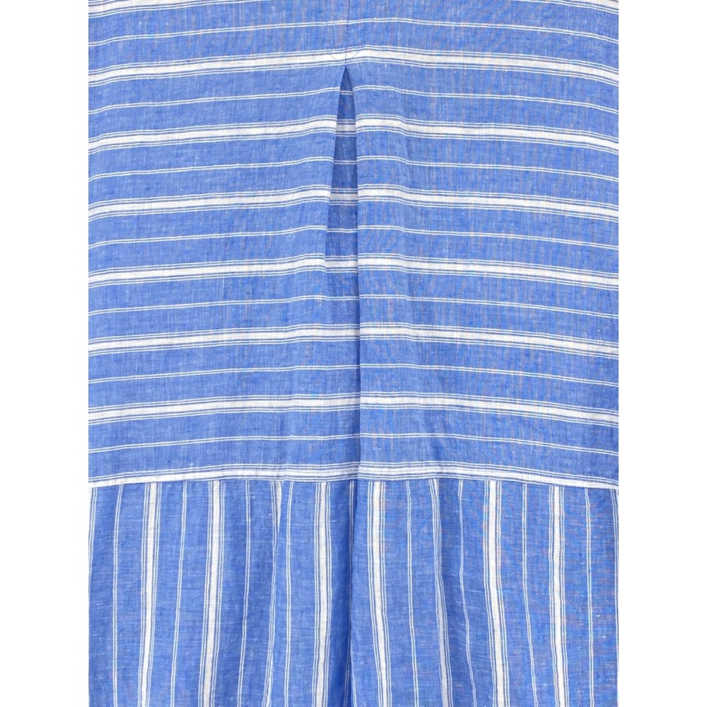 J Jill Love Linen Shirt womens Medium Blue & White Striped Linen‎ Button-Up - Picture 4 of 11